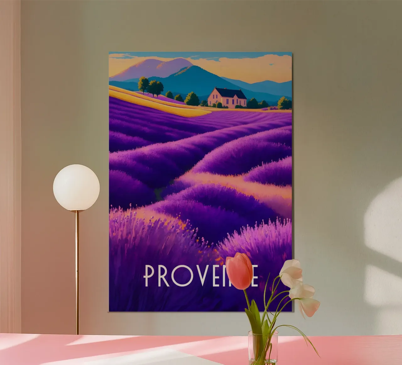 Scena di campo di lavanda in Provenza alluminio dibond da Charnwood Prints