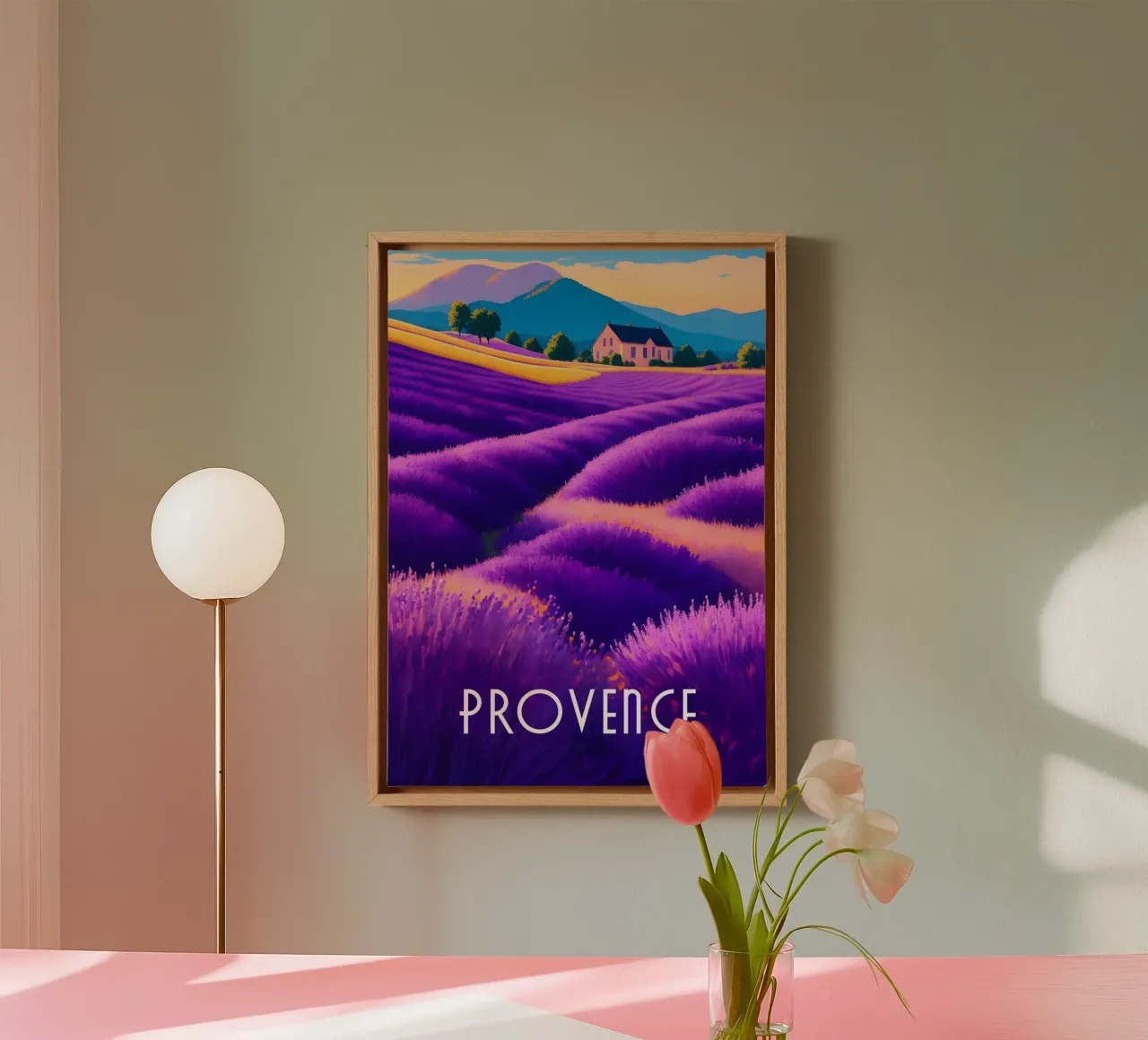 Scena di campo di lavanda in Provenza tela con Cornice a cassetta da Charnwood Prints