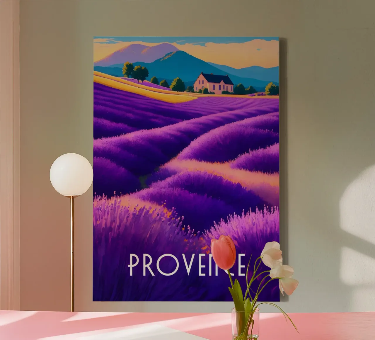 Scena di campo di lavanda in Provenza tela con Cornice a cassetta da Charnwood Prints