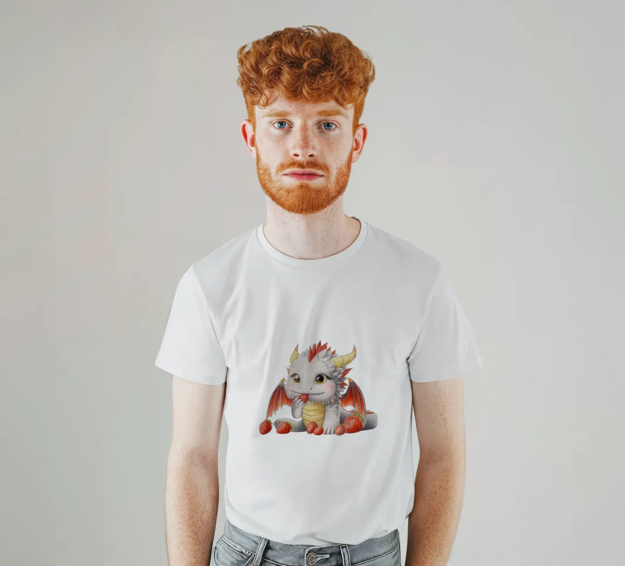 Ember der Erdbeerdrache t-shirt da Graphit und Farbe