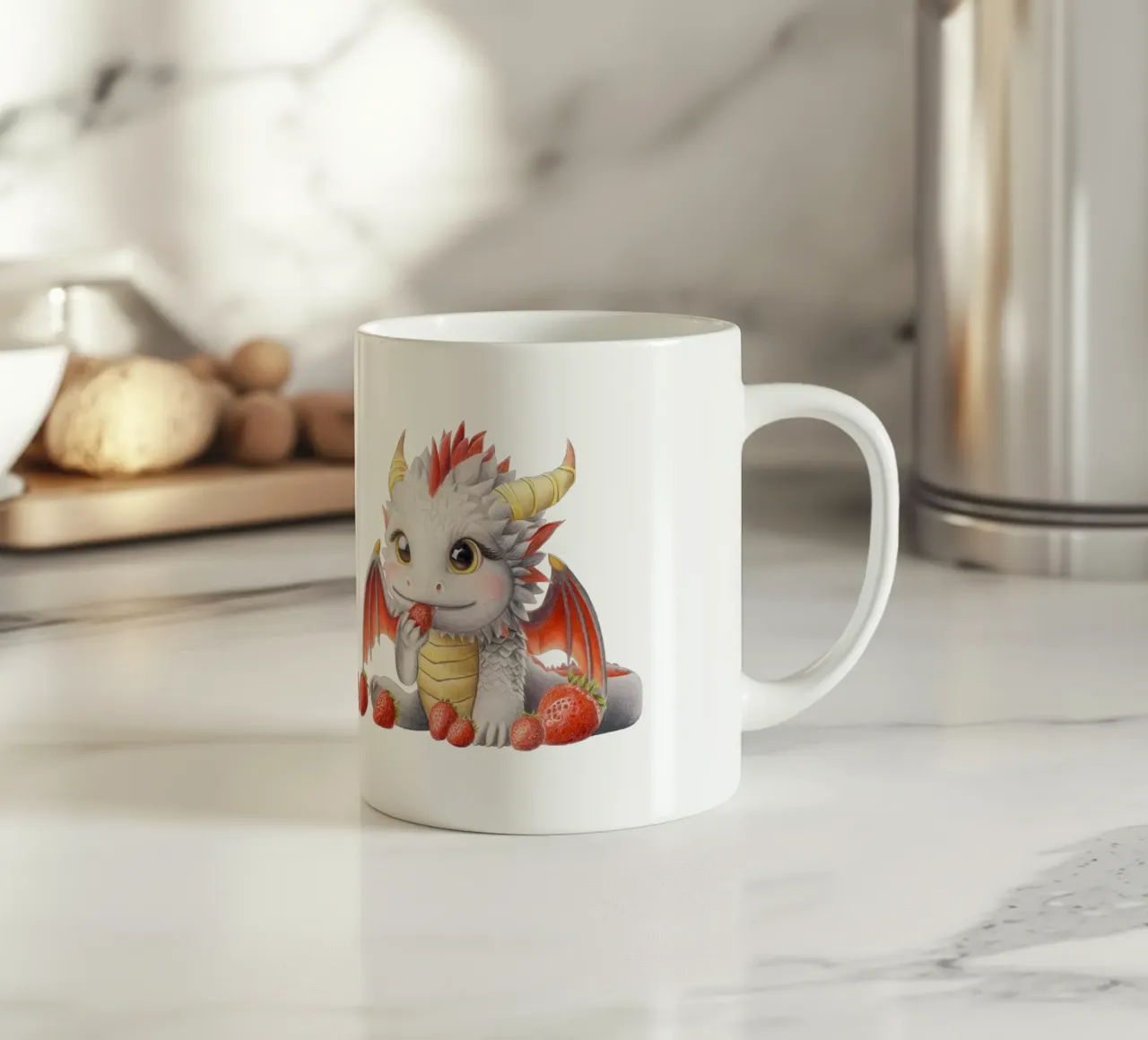 Ember der Erdbeerdrache tazza in ceramica da Graphit und Farbe