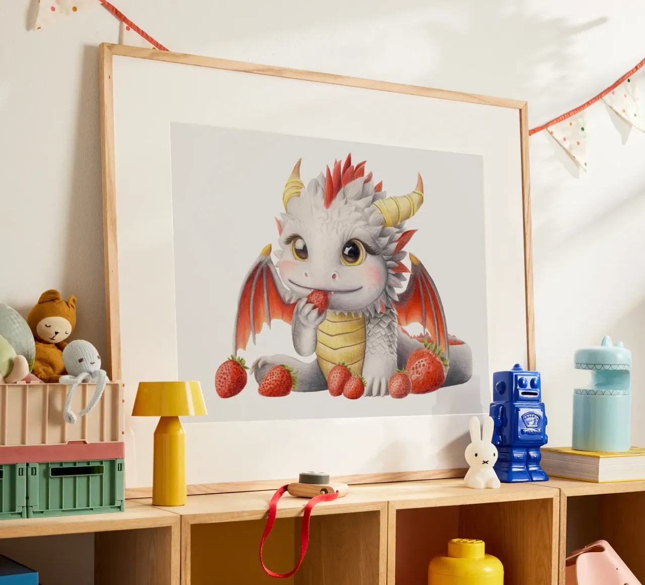 Ember der Erdbeerdrache carta hahnemühle da Graphit und Farbe