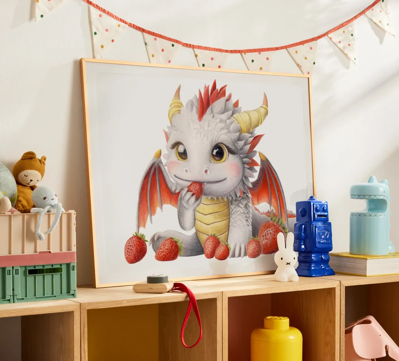 Ember der Erdbeerdrache carta hahnemühle da Graphit und Farbe