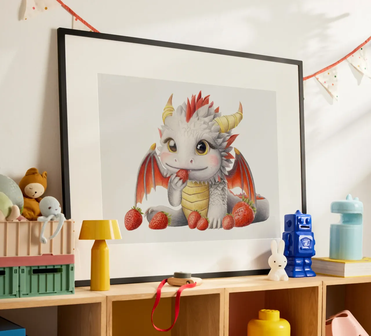 Ember der Erdbeerdrache carta hahnemühle da Graphit und Farbe