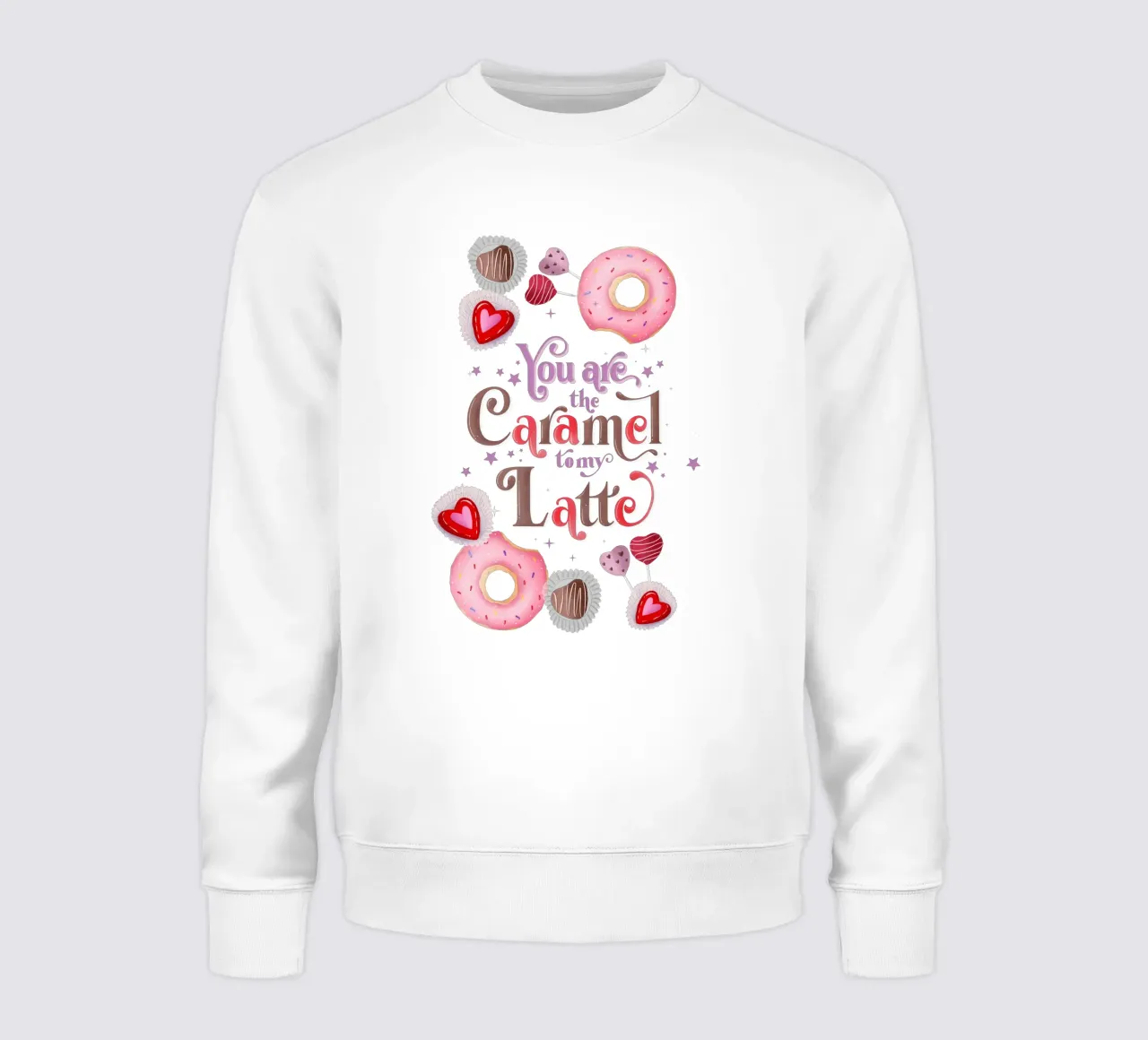 Caffè. Innamorato. Caramello, ciambelle e caffellatte felpa da CalliLetters