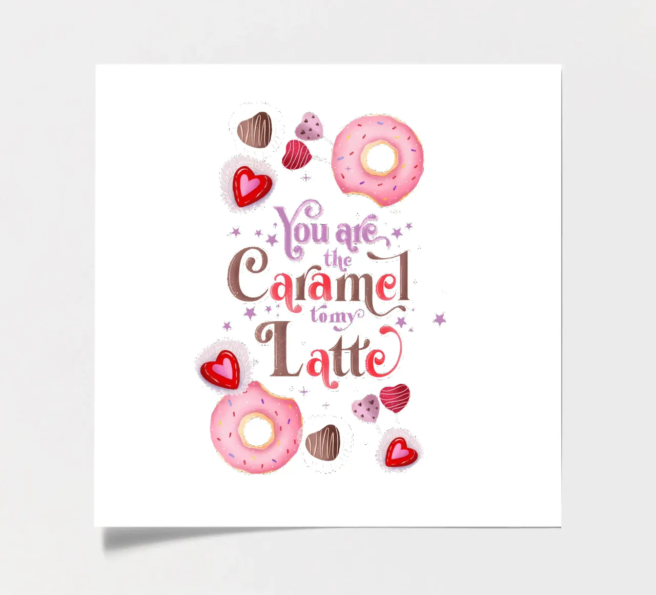 Kaffee. Verliebt. Karamell, Donuts und Café Latte Stickerbogen von CalliLetters