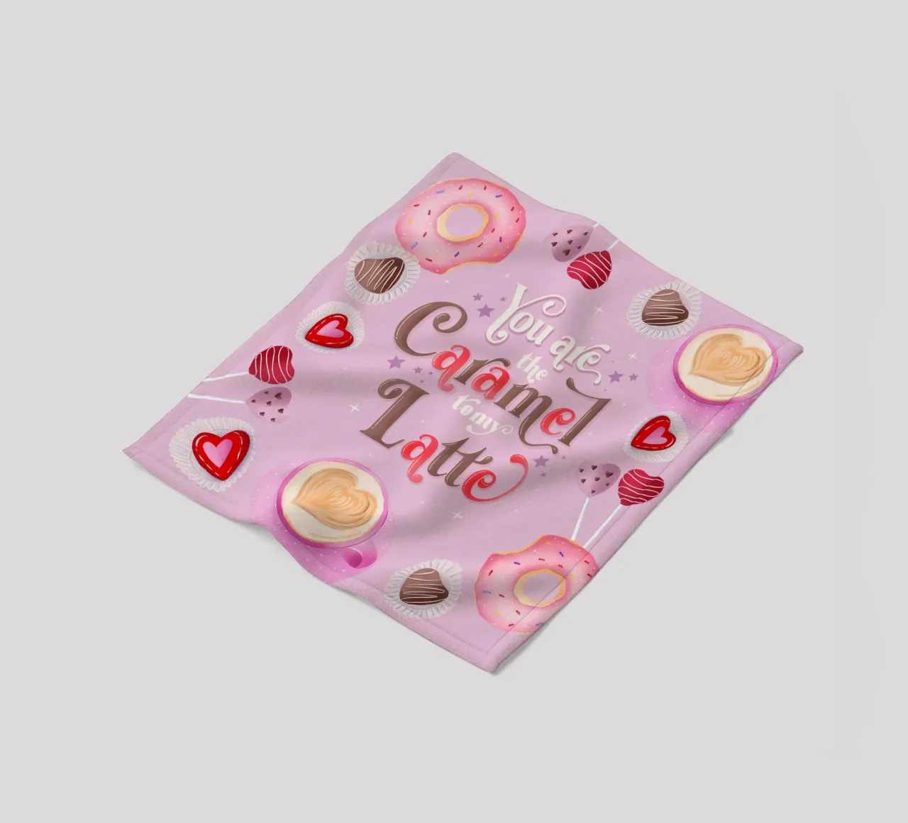 Coffee. In love. Caramel, donuts and café latte fleece blanket by CalliLetters