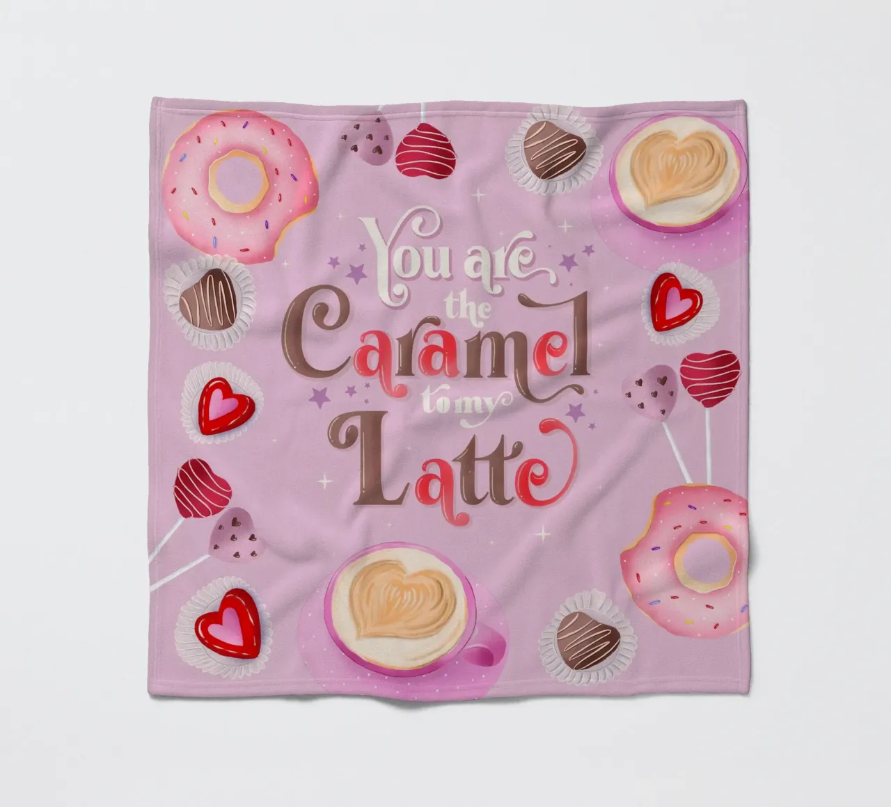 Coffee. In love. Caramel, donuts and café latte fleece blanket by CalliLetters
