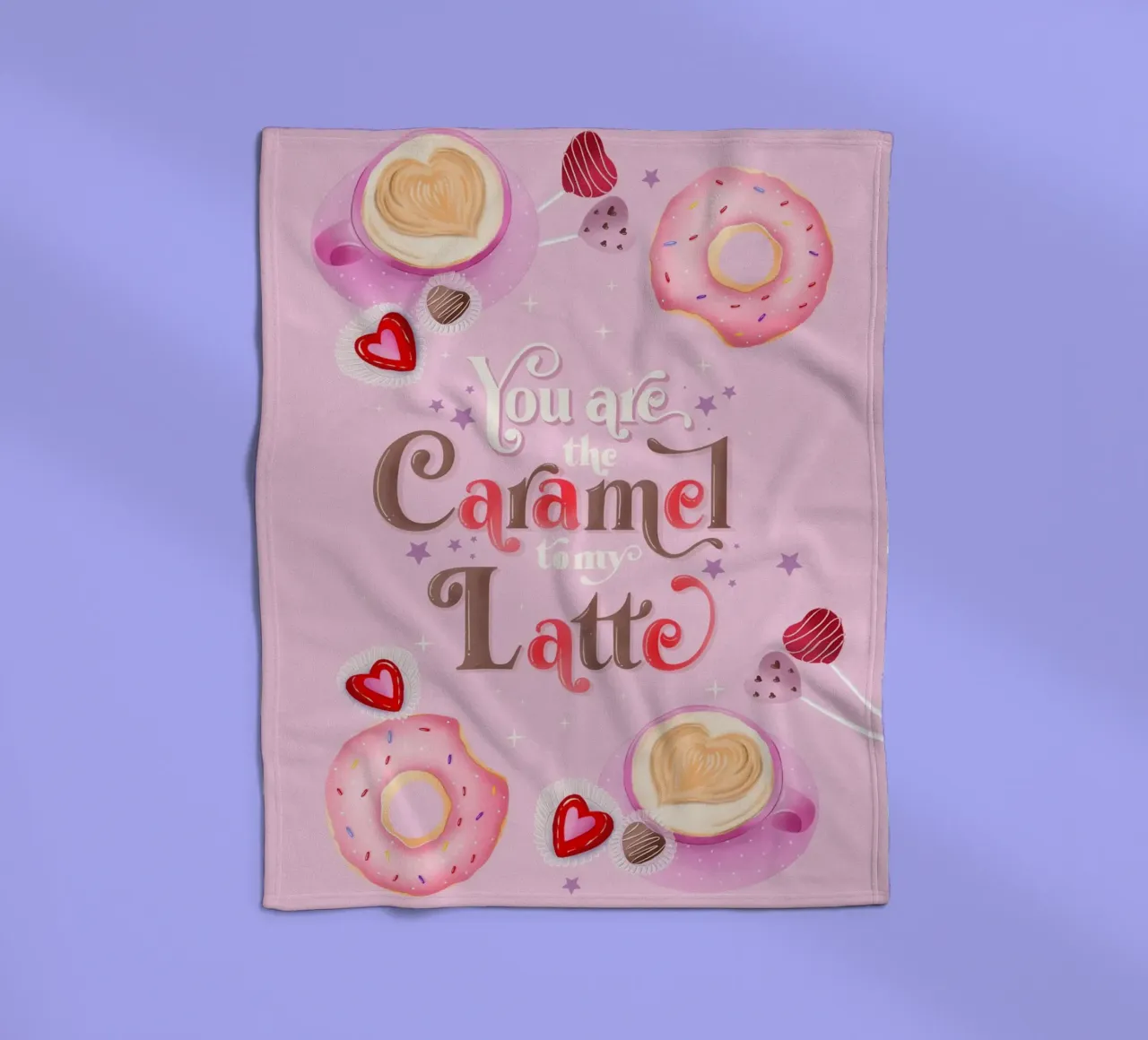 Coffee. In love. Caramel, donuts and café latte fleece blanket by CalliLetters