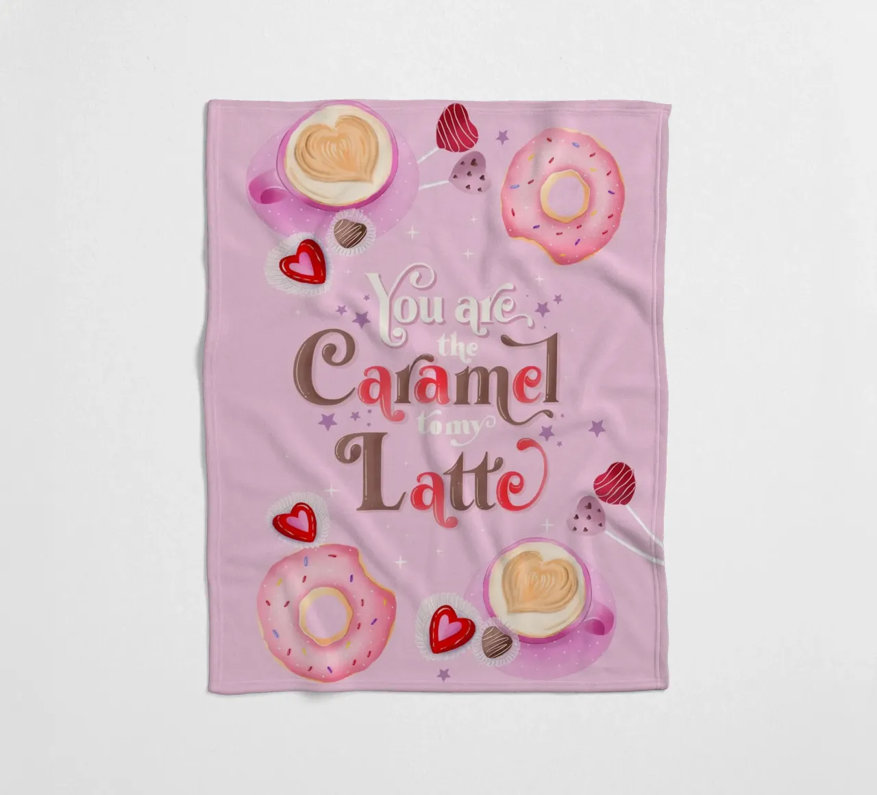 Coffee. In love. Caramel, donuts and café latte fleece blanket by CalliLetters
