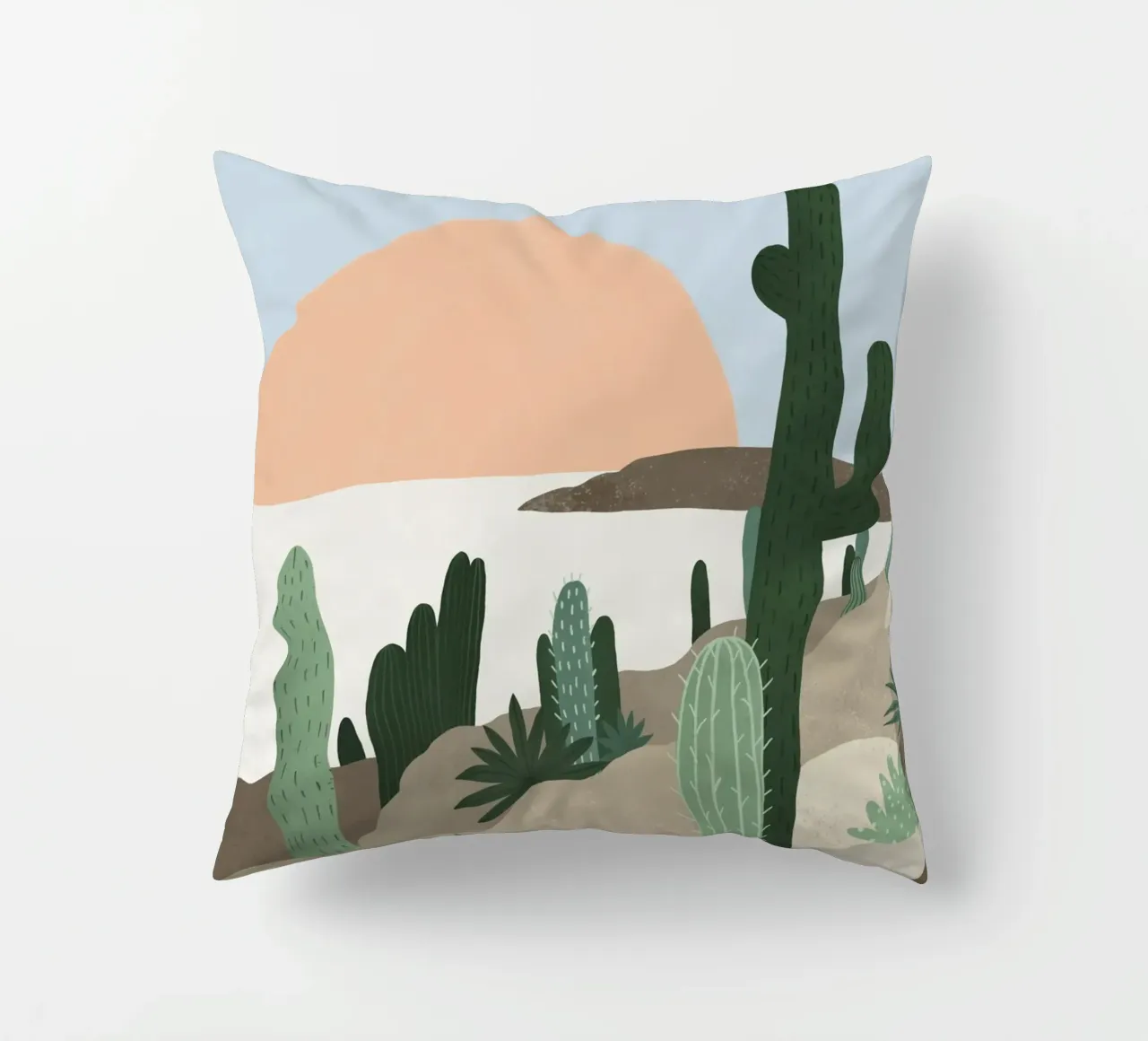 Cactus Print | Desert Landscape | Boho Poster | Scandidesign decorative cushion by DrawAndWander