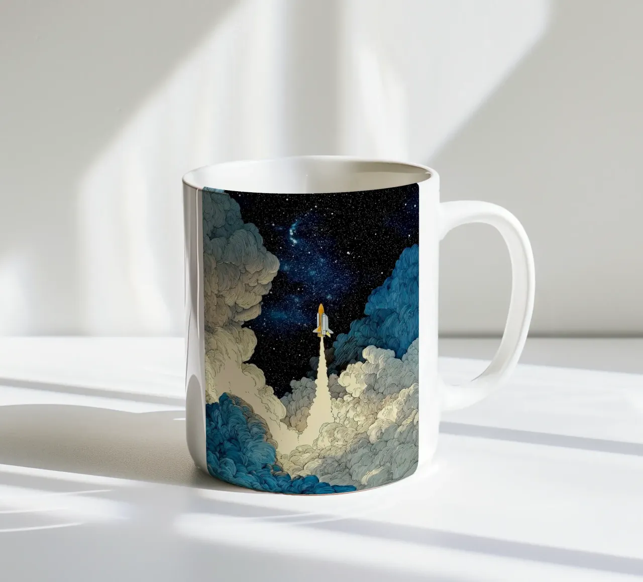 spaceship and cloud tazza in ceramica da scoten