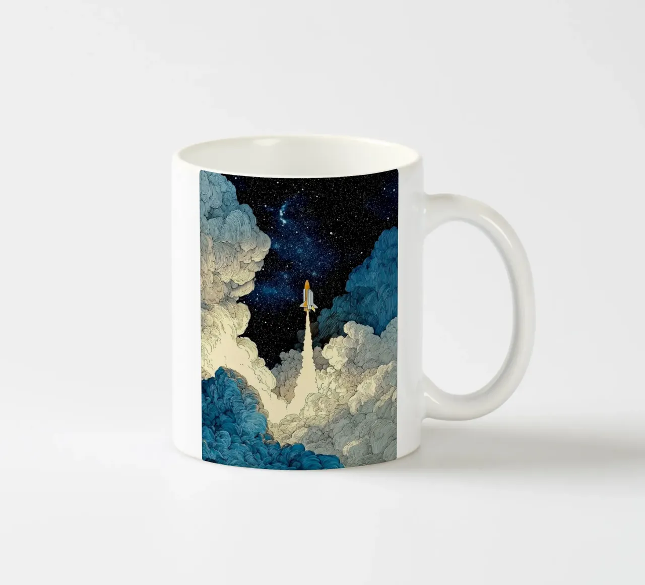 spaceship and cloud tazza in ceramica da scoten