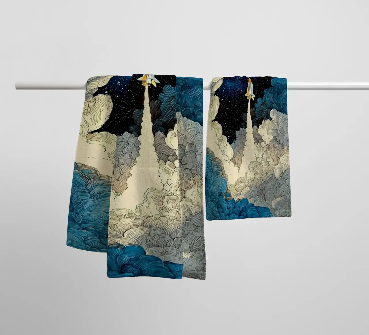spaceship and cloud asciugamano da bagno da scoten
