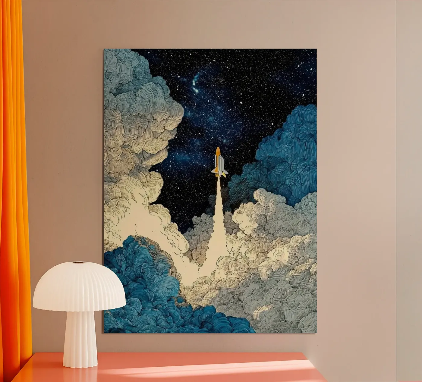 spaceship and cloud poster da scoten