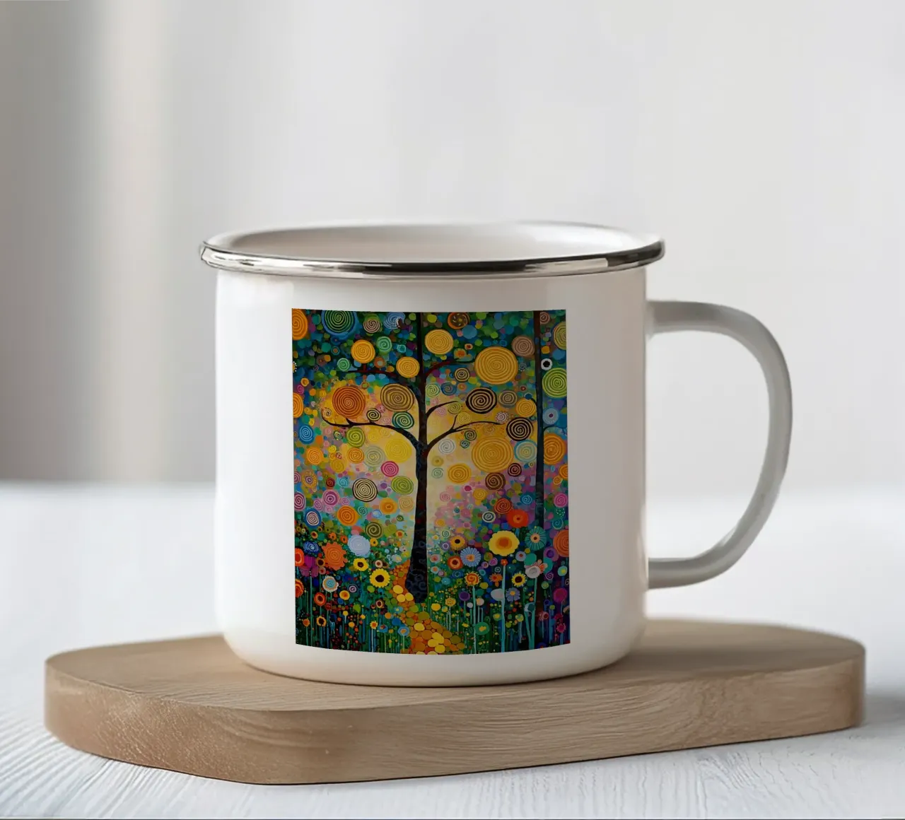 Forest flowers colorful, style Klimt tazza in smalto da MATEOart