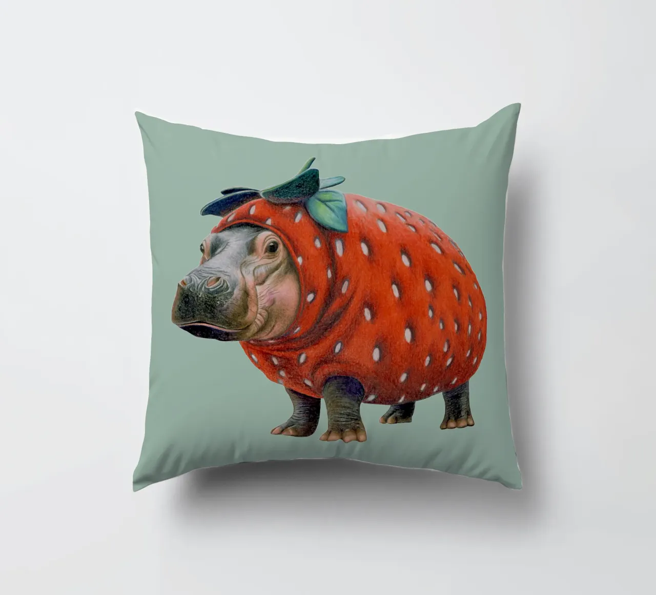 Ippopotamo fragola cuscino da Graphit und Farbe