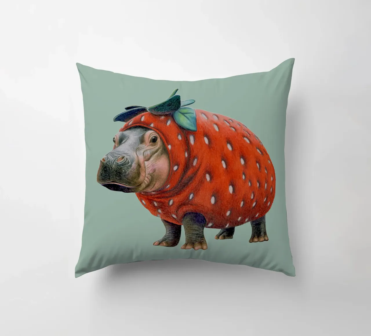 Ippopotamo fragola cuscino da Graphit und Farbe