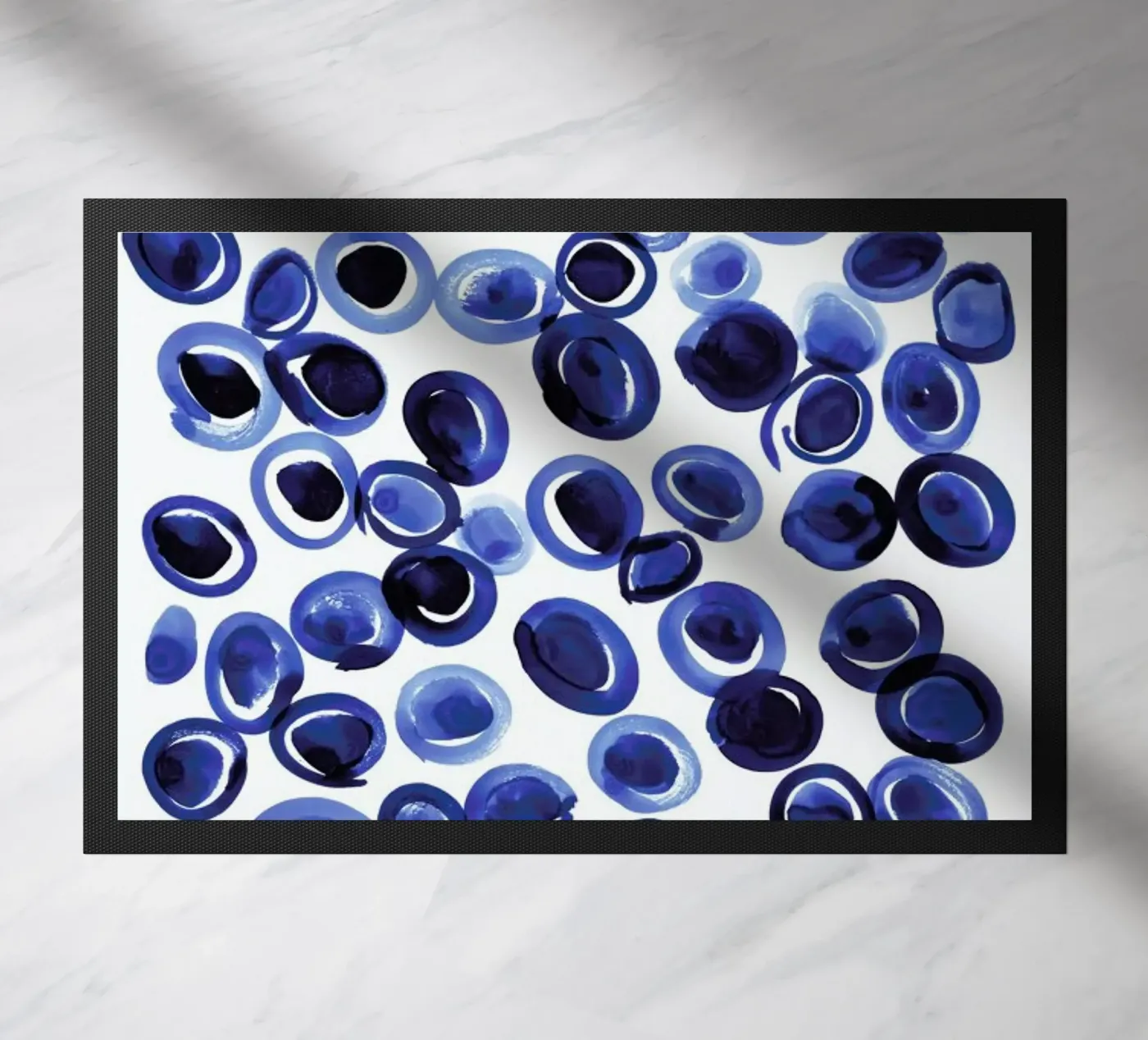 Blue Pebble doormat by Amy Sia