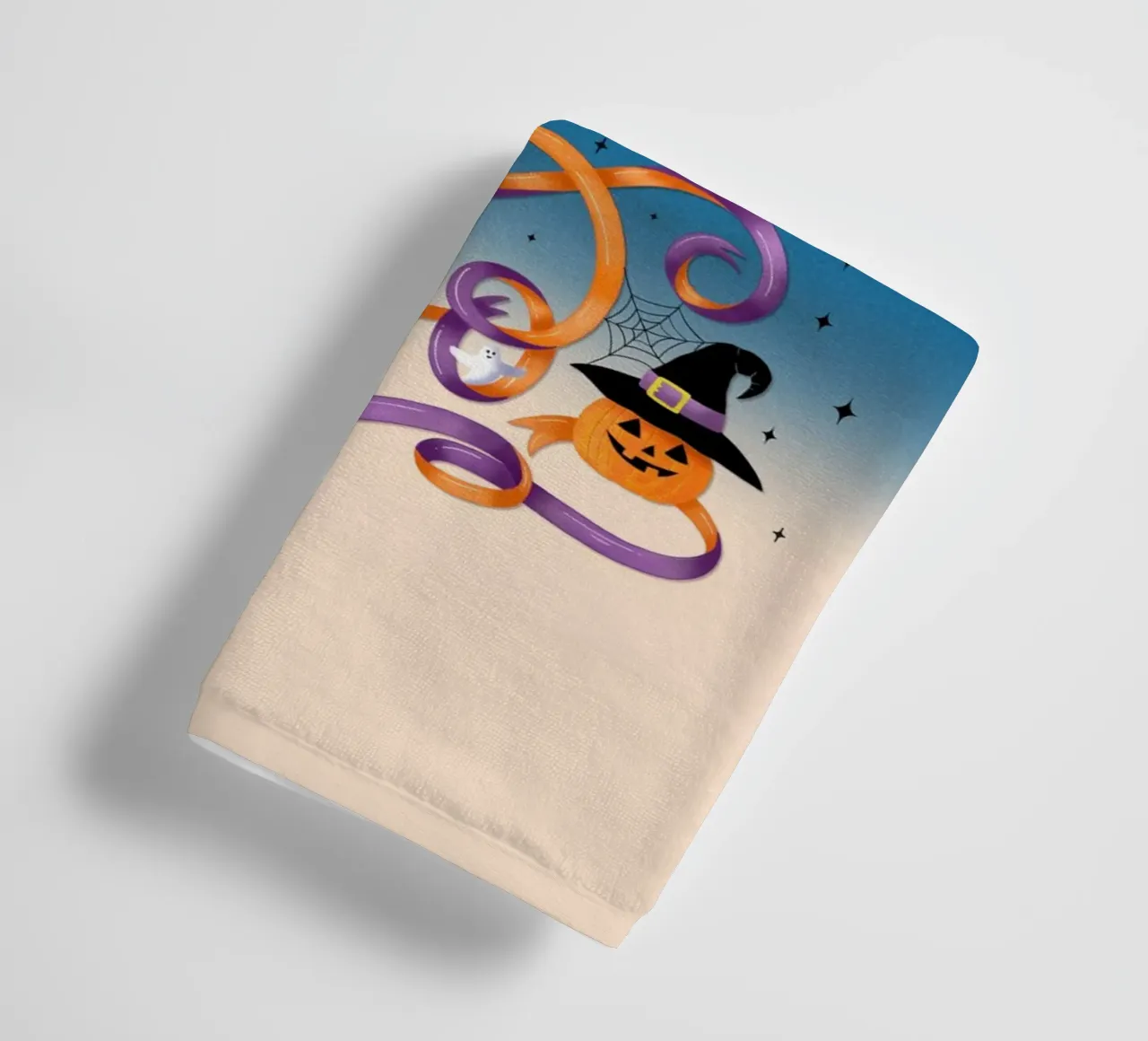 Halloween Boo. Zucca, pipistrelli, luna e ragnatele asciugamano da bagno da CalliLetters