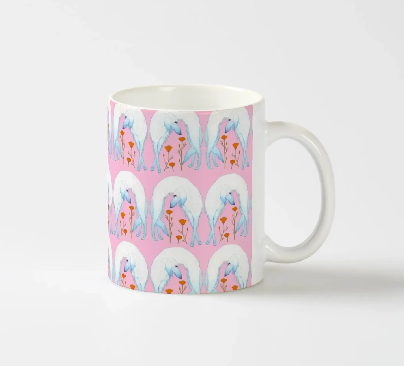 Borzoi pattern ceramic mug by Natalie Foss