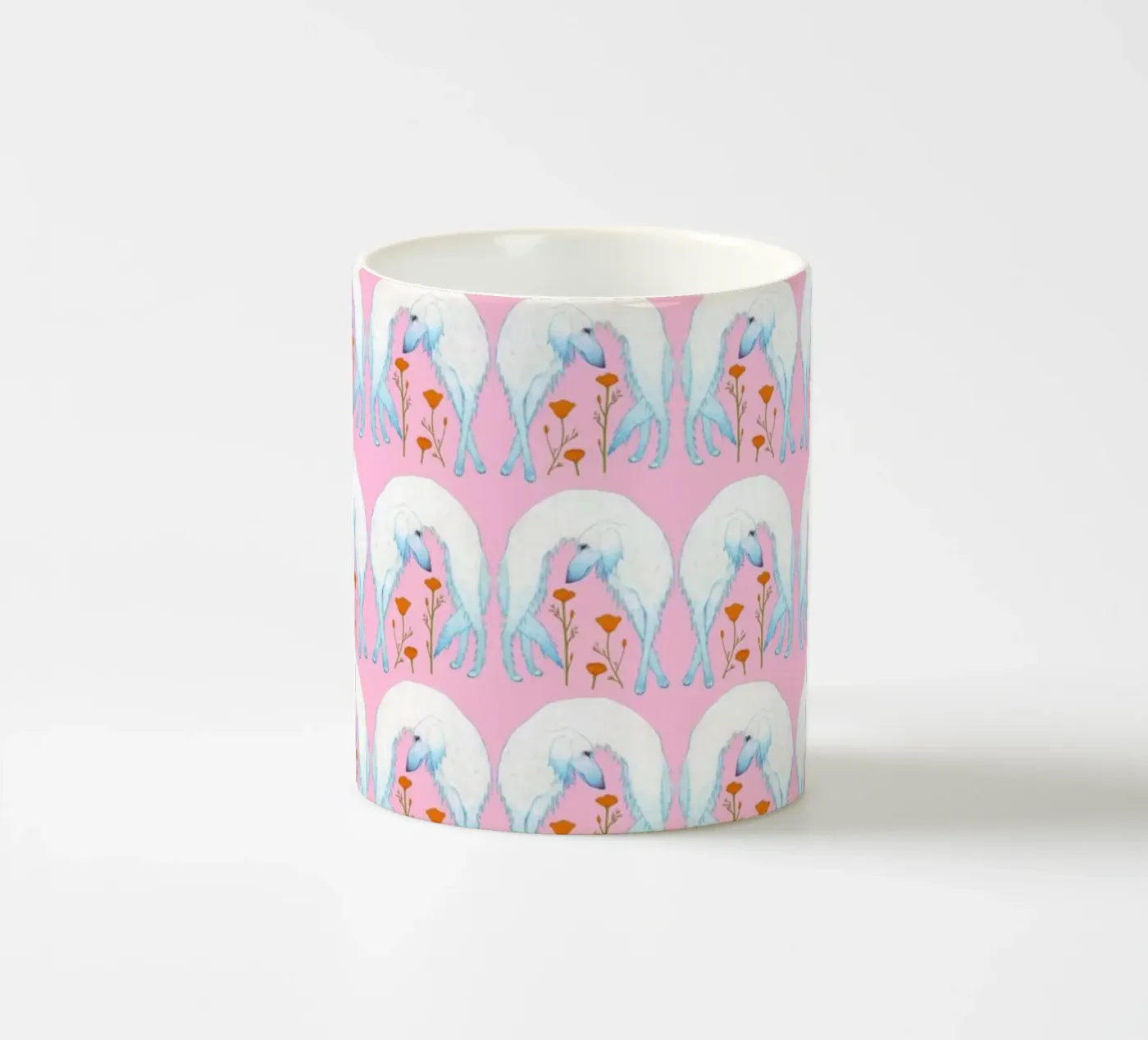 Borzoi pattern ceramic mug by Natalie Foss