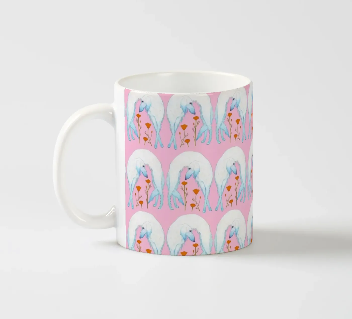 Borzoi pattern ceramic mug by Natalie Foss