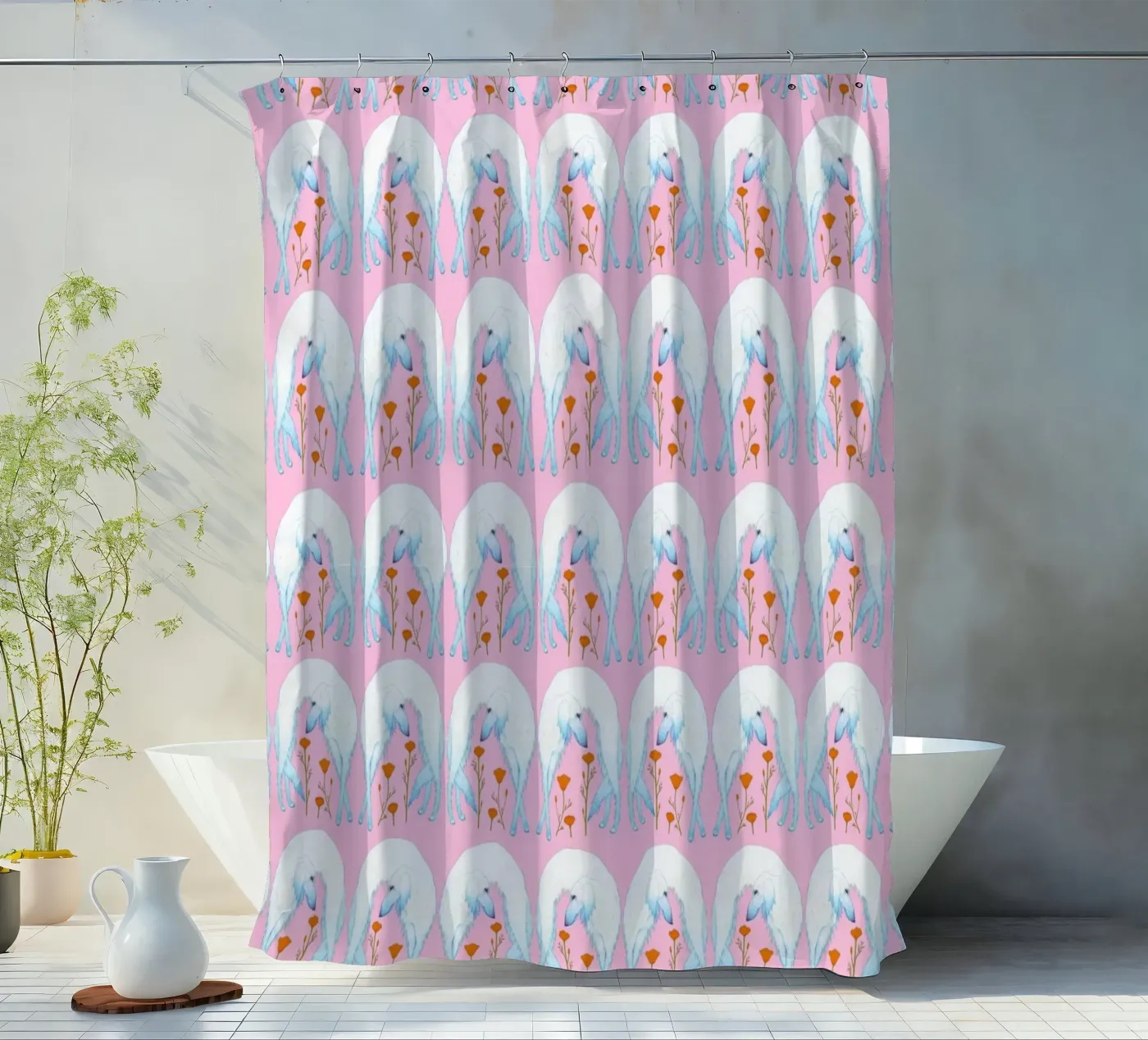 Borzoi pattern Duschvorhang von Natalie Foss