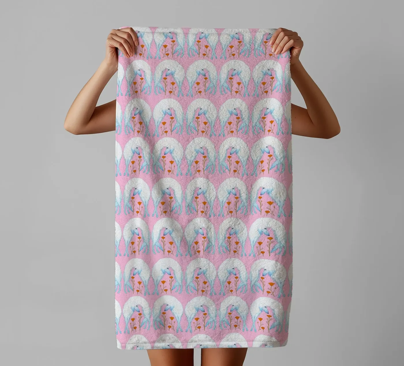 Borzoi pattern towel by Natalie Foss
