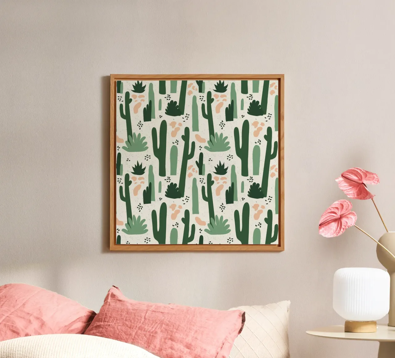 Modernes Kaktus Muster – Boho & Skandinavischer Stil alluminio dibond da DrawAndWander