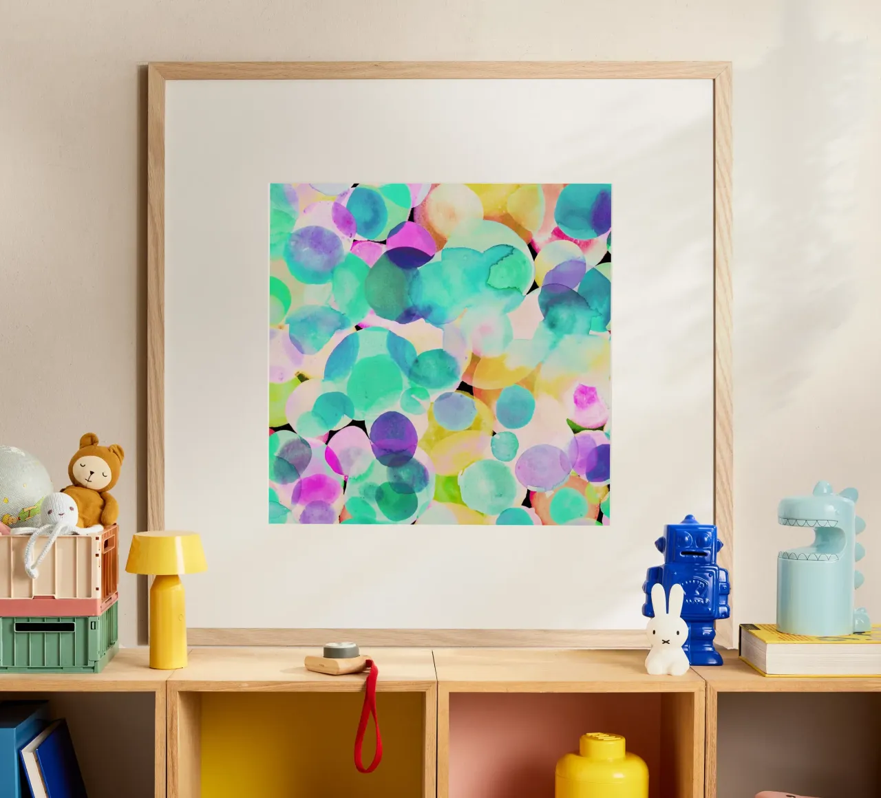 Polka Dot Ice Blue poster con telaio in plastica da Amy Sia