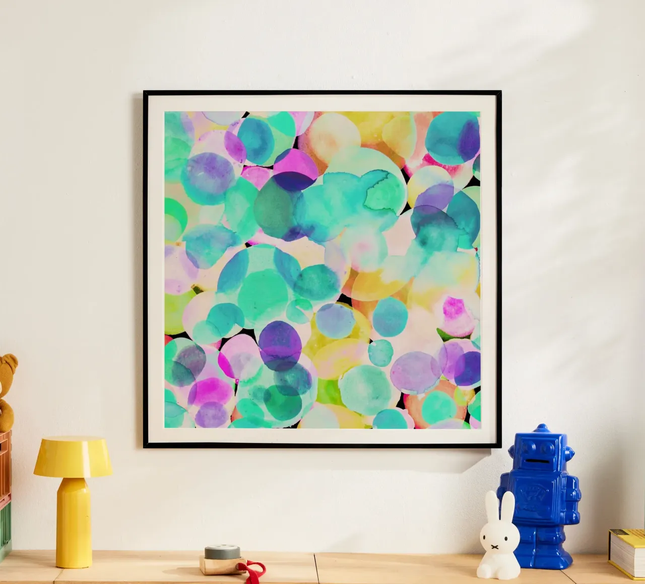 Polka Dot Ice Blue poster con telaio in plastica da Amy Sia