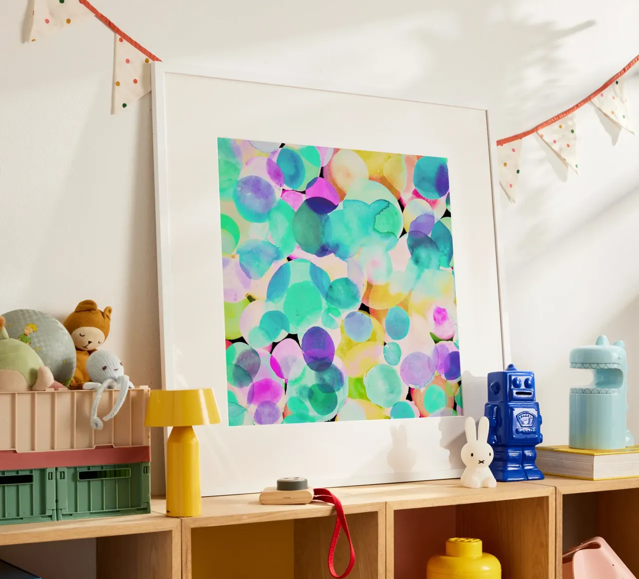 Polka Dot Ice Blue poster con telaio in plastica da Amy Sia