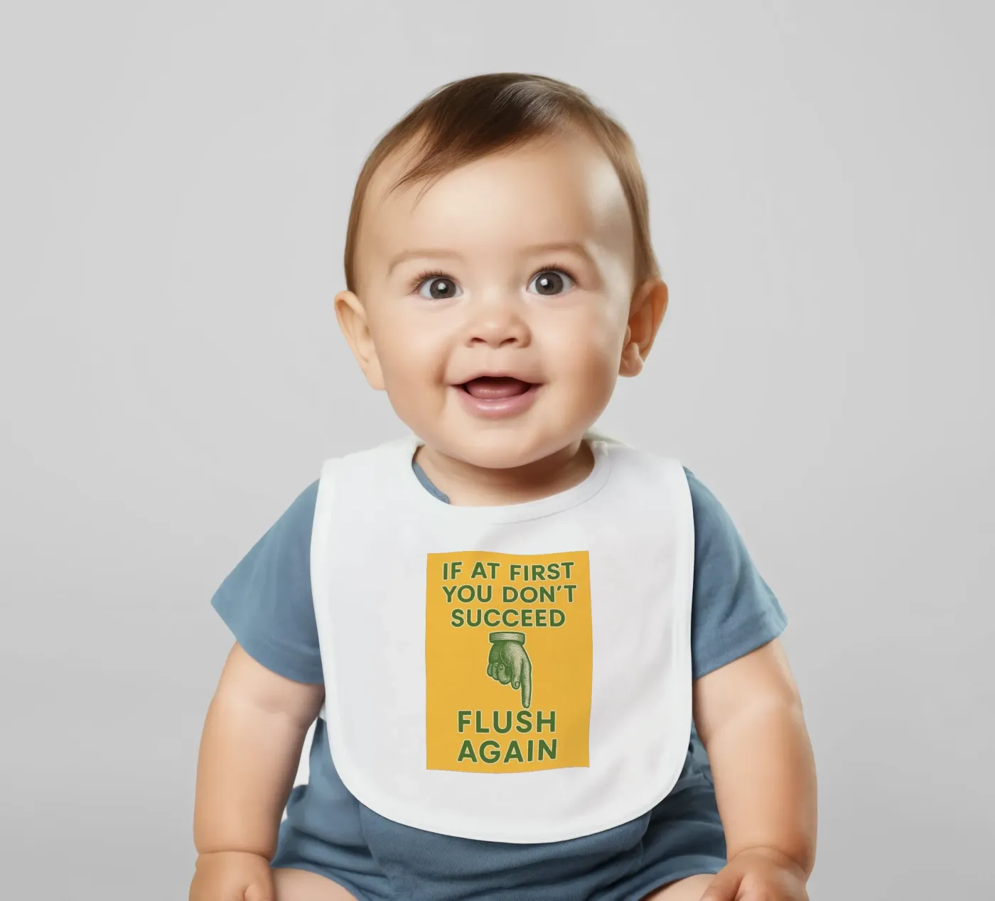 please flush again baby bib by ersanim