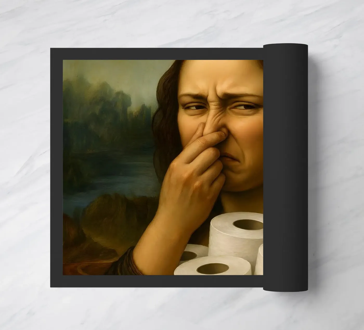 POSTER CON LA MONA LISA E LA CARTA IGIENICA zerbino da ARTOMATIC