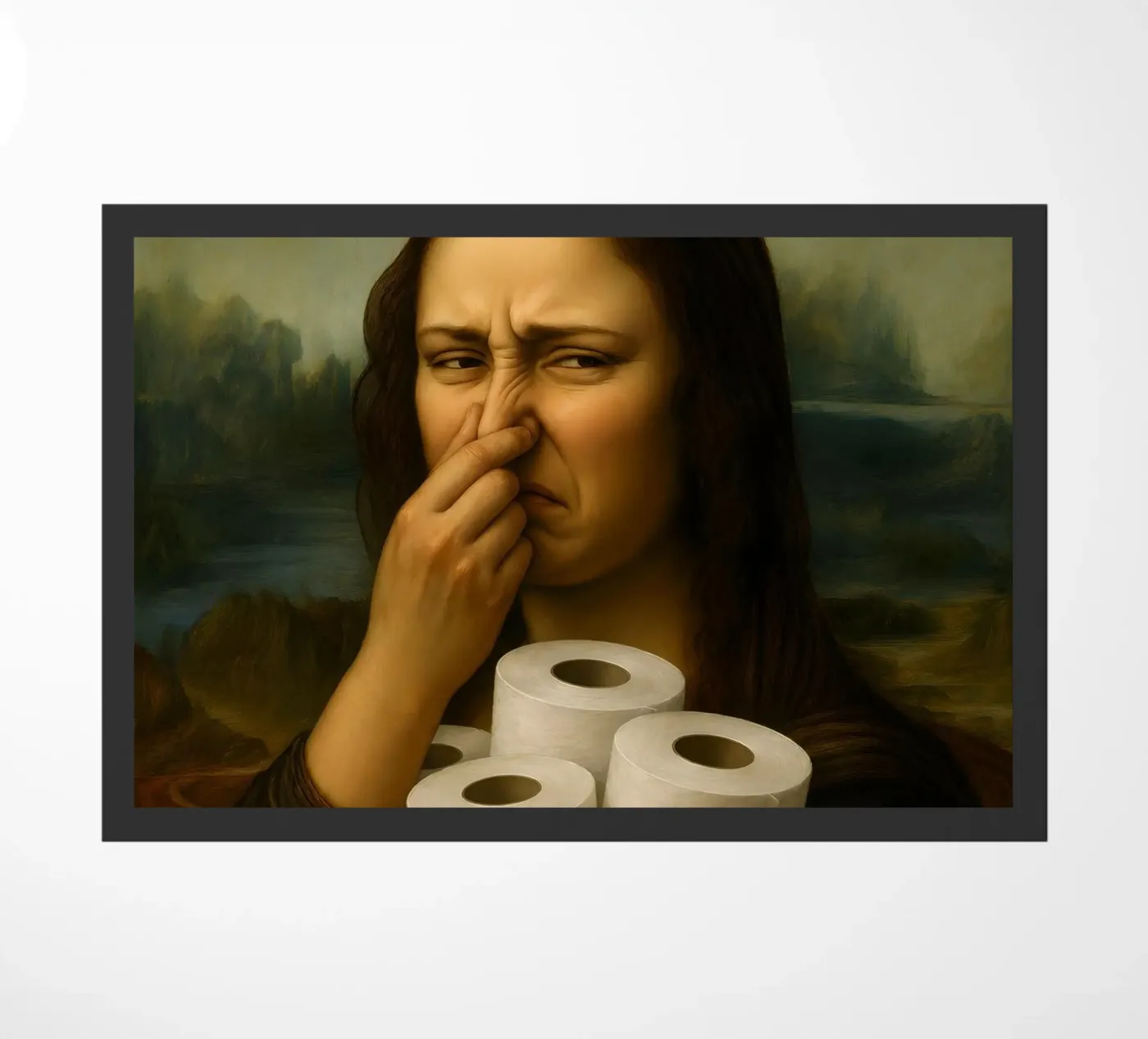 POSTER CON LA MONA LISA E LA CARTA IGIENICA zerbino da ARTOMATIC