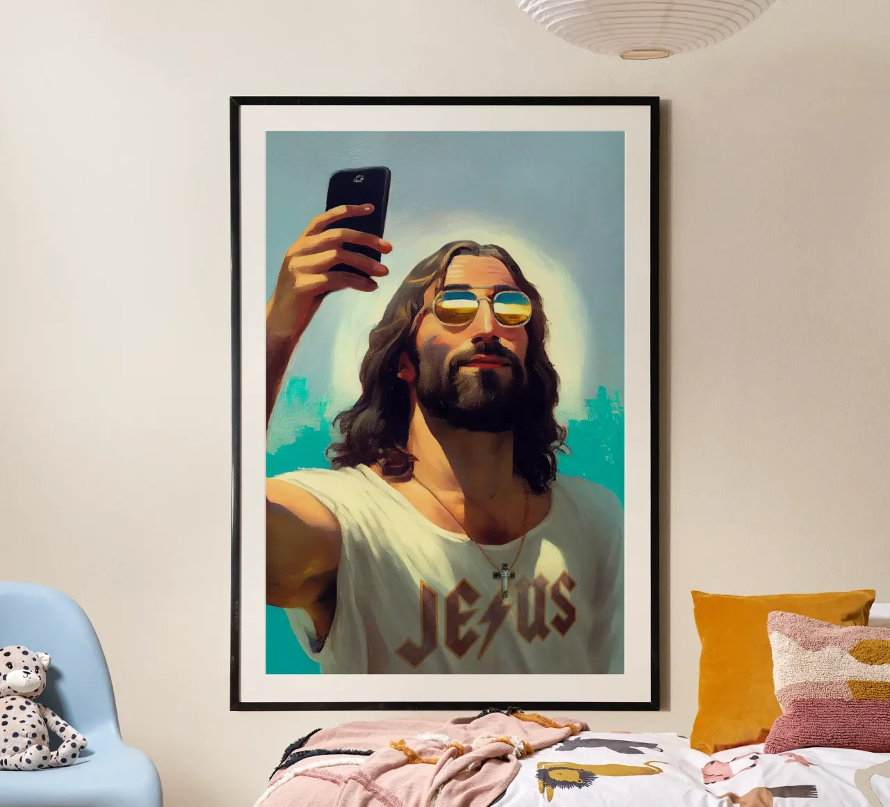 I Am Jesus poster con telaio in alluminio da Dikhotomy