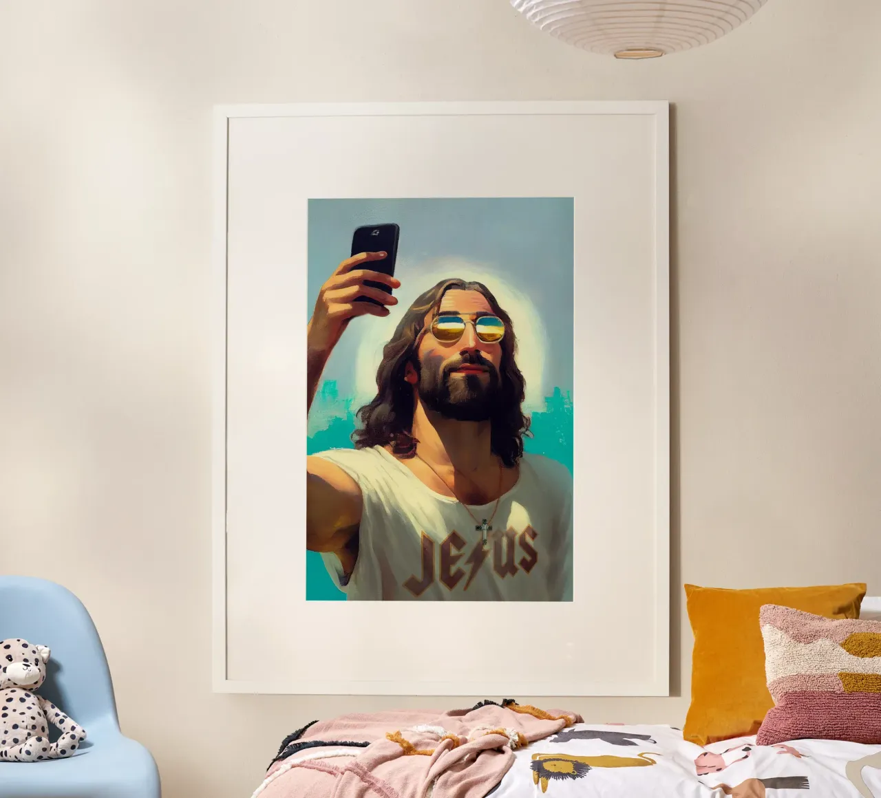 I Am Jesus poster con telaio in alluminio da Dikhotomy