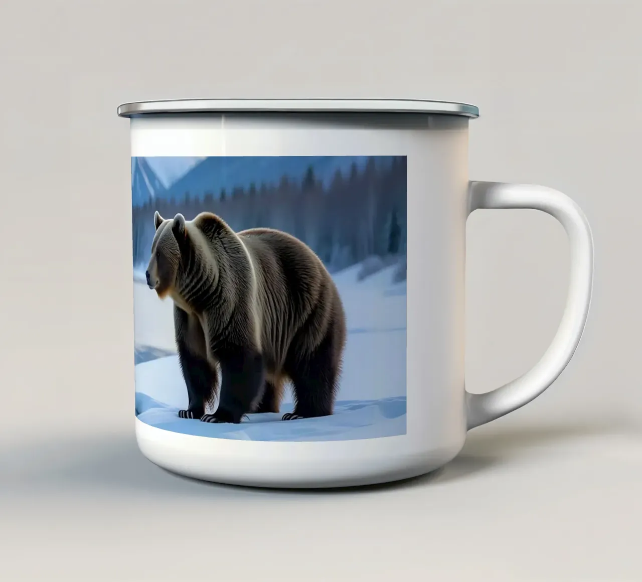 Orso bruno sulla riva di un fiume tazza in smalto da Wild Beauty