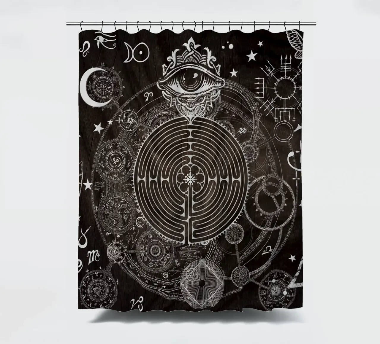 Magic Symbols for a Alchemist Dreamer shower curtain by Eva Nev