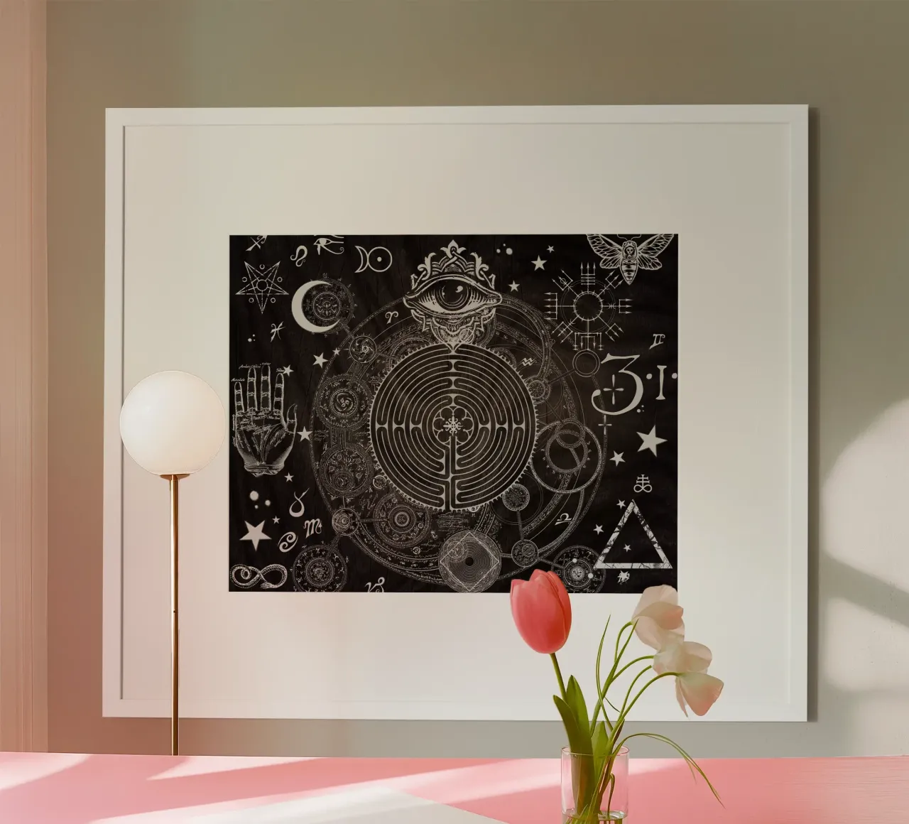 Simboli magici per un sognatore alchimista poster con telaio in plastica da Eva Nev