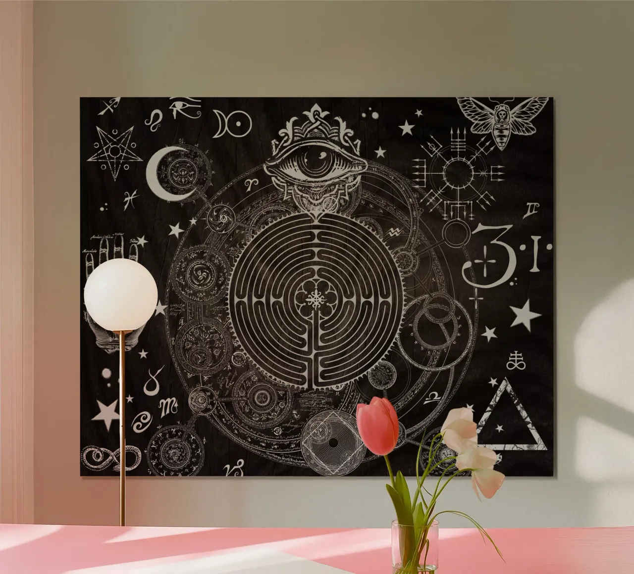 Simboli magici per un sognatore alchimista poster con telaio in plastica da Eva Nev