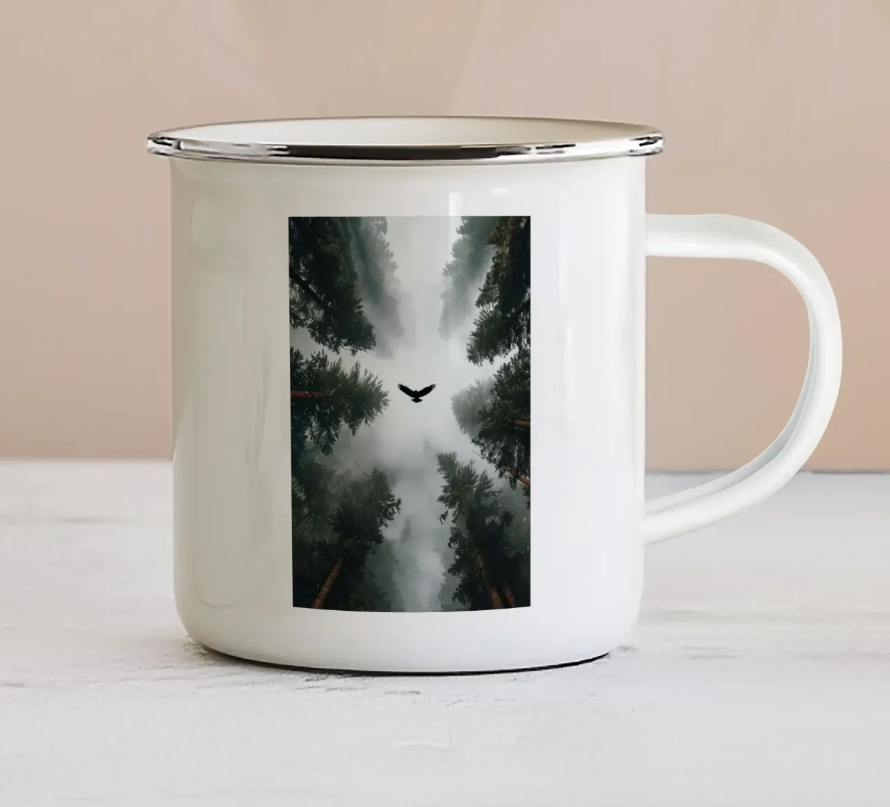 bird on the forest tazza in smalto da scoten