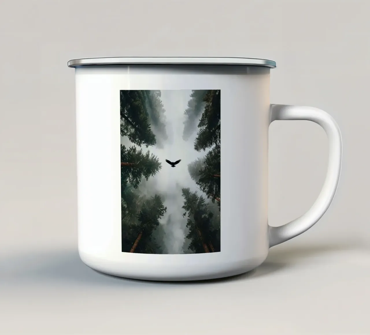 bird on the forest tazza in smalto da scoten