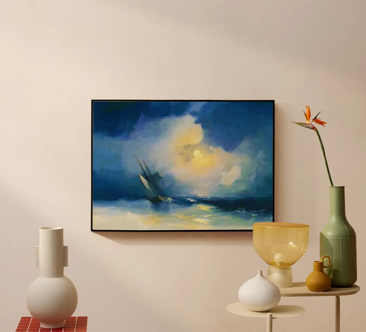 Sturm auf dem Meer in einer mondhellen Nacht - Ivan Aivazovsky Acryl-Glas von Bisous Art