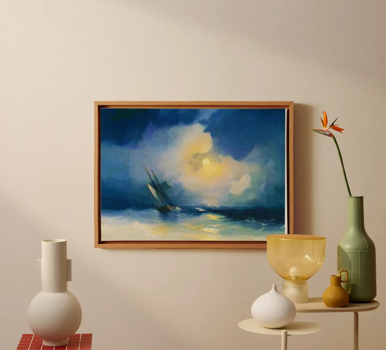 Sturm auf dem Meer in einer mondhellen Nacht - Ivan Aivazovsky Leinwand von Bisous Art