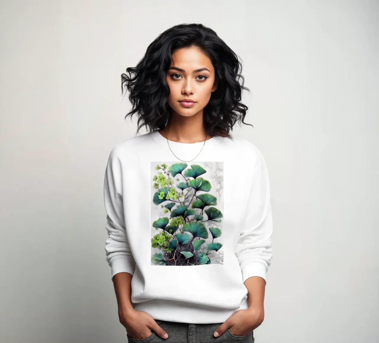 Ginkgo biloba green nature art felpa da Justyna Jaszke JBJart