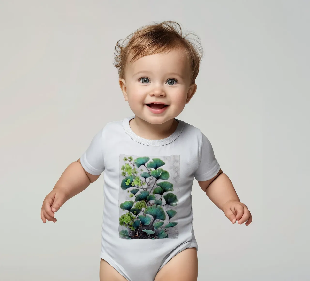 Ginkgo biloba verde naturaleza arte body de bebé de Justyna Jaszke JBJart