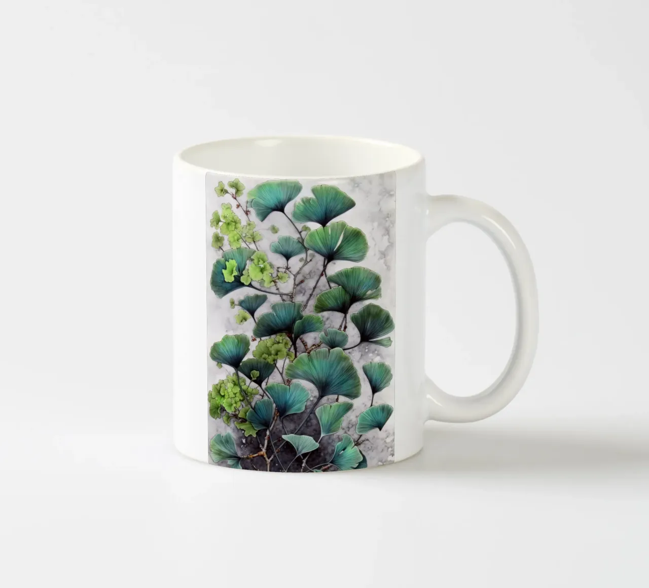 Ginkgo biloba green nature art tazza in ceramica da Justyna Jaszke JBJart