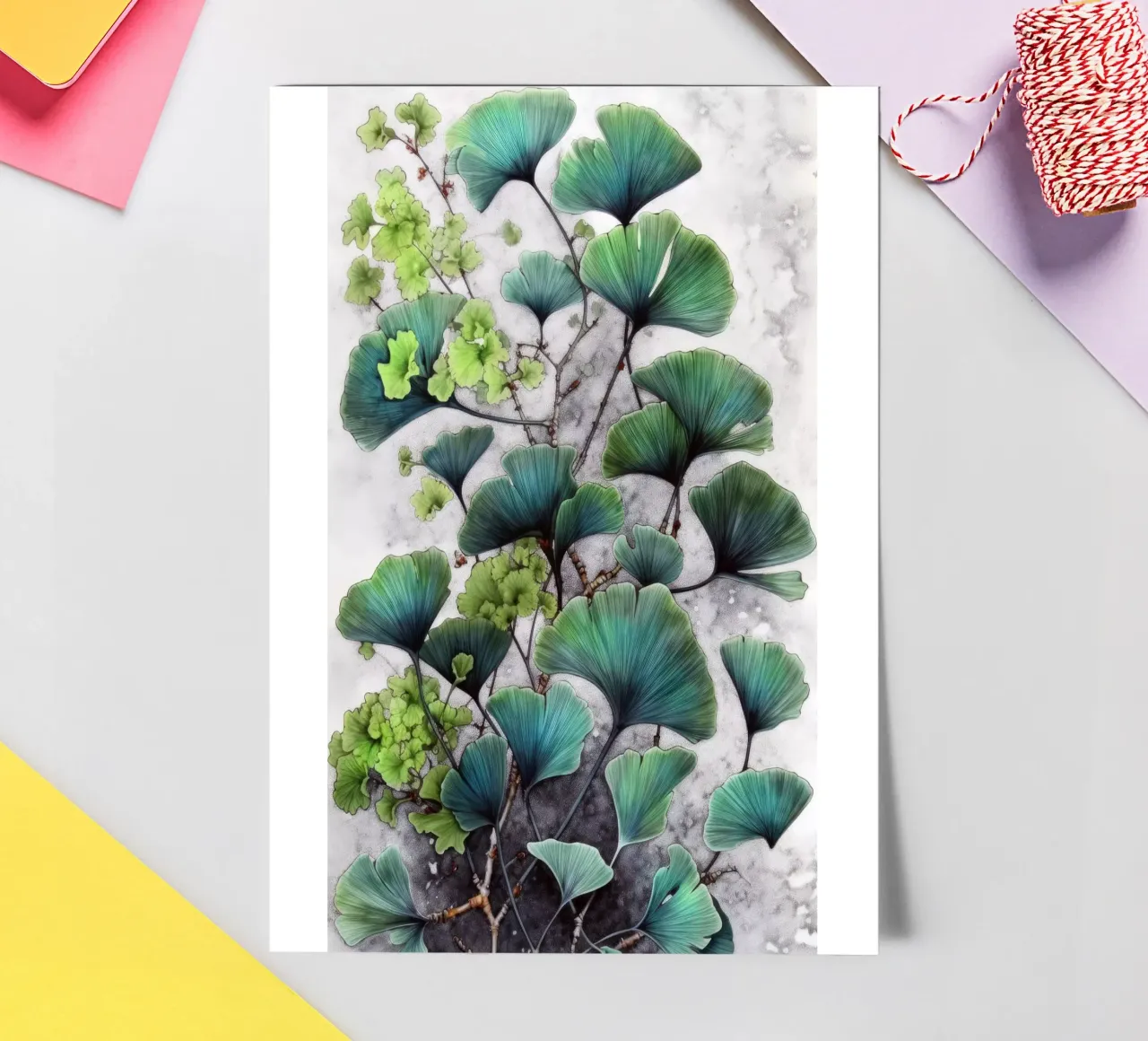 Ginkgo biloba verde naturaleza arte pack de pegatina de Justyna Jaszke JBJart